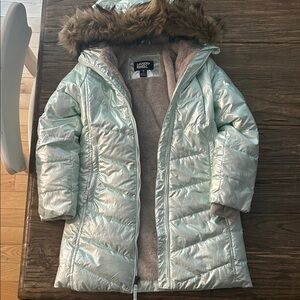 Lands' End Kids Shimmering Mint Green Long Puffer Jacket